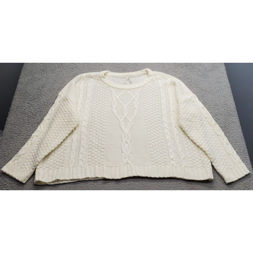Mudd Sweater Womens 2XL Tan‎ Cable Knit Acrylic Long Sleeve Crew Neck Pullover